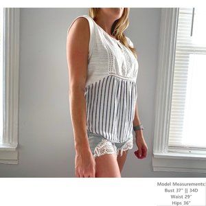 Feliciano Mixed Material Keyhole Knit Top